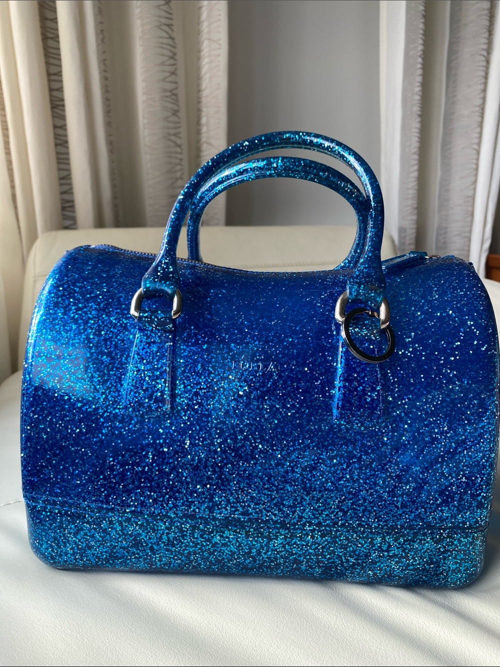 ๐ Host Pick๐ Furla Blue Glitter Candy bag - read description - Picture 4 of 17
